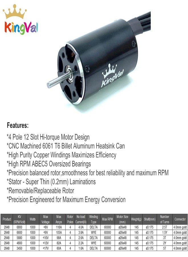 KingVal Replacement 2948 6600KV Brushless Motor Shaft 3.175mm with Water Cooling Jacket Compatible with RC Boat - Image 2